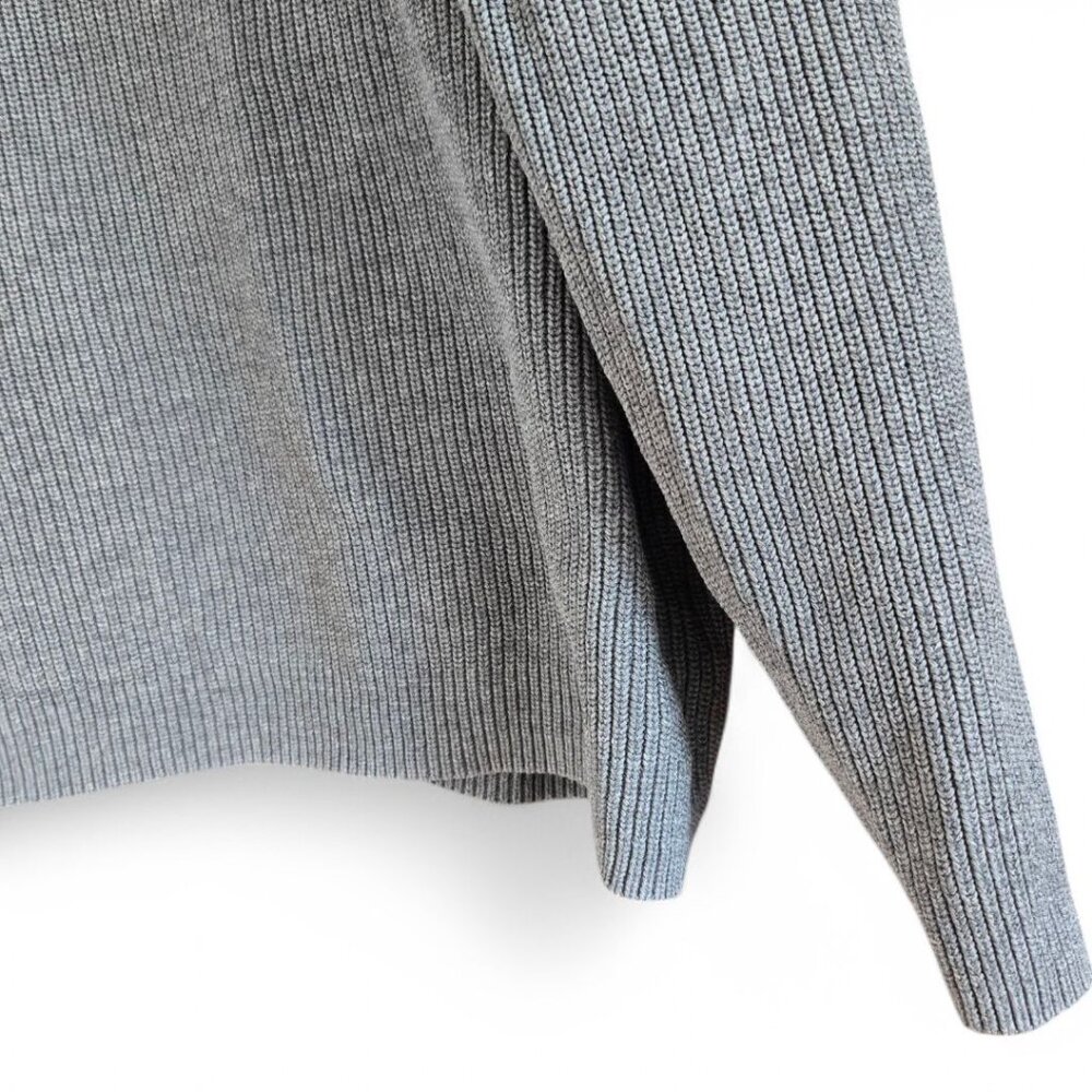 Calvin Klein XL Gray 100% Cotton Half-Zip Ribbed Sweater Mock Turtleneck - Picture 7 of 9
